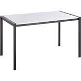 Fuji 50" Dining Table in White Wood & Black Metal